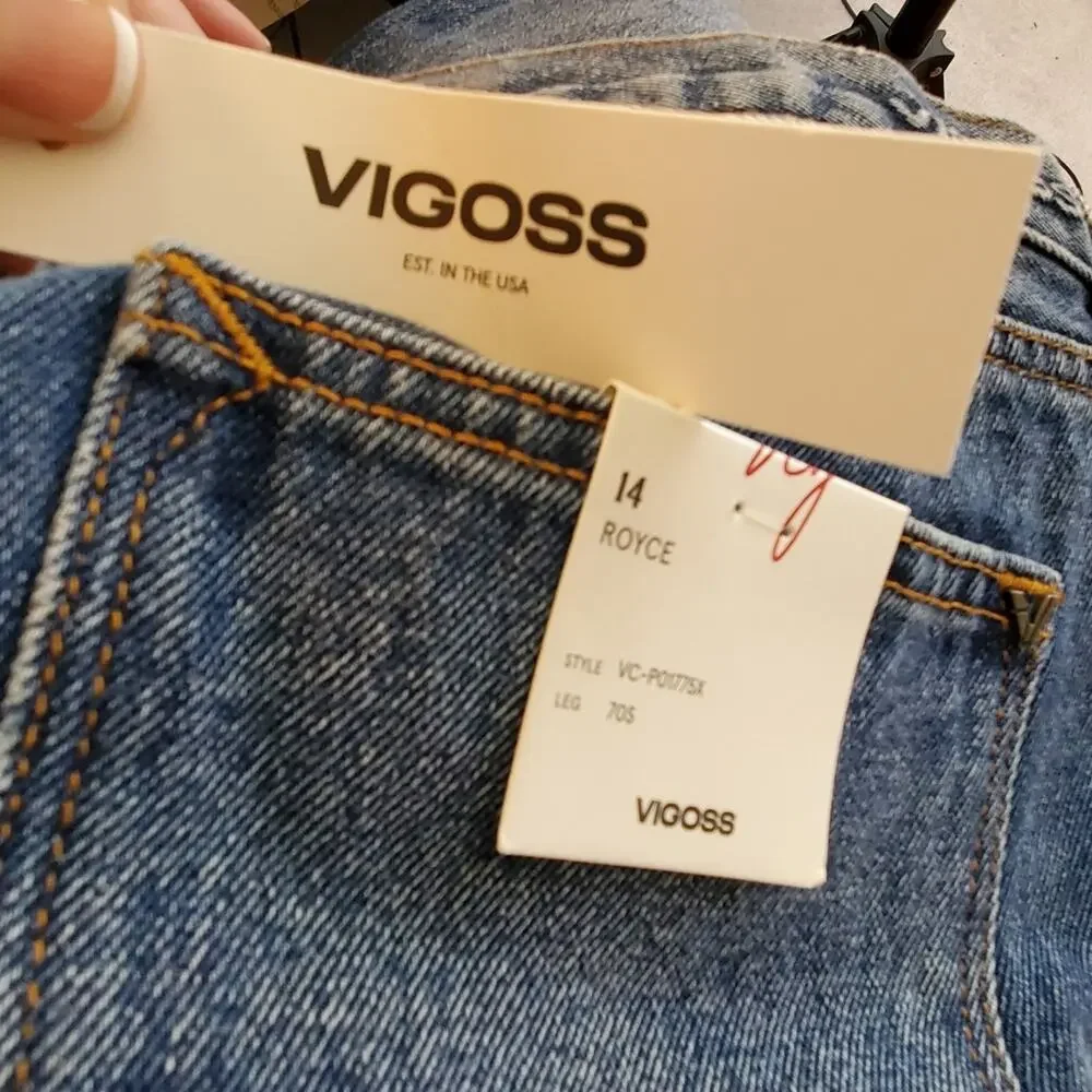VIGOSS Royce 70's Stovepipe Crop  Medium wash Denim  Size 14 New with tags